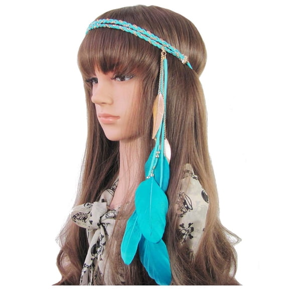 Diadema de plumas bohemias, diademas de hojas indias hippie, borlas, aros bohemios para el pelo, diadema para mujer, Halloween, Navidad, Baby Shower, boda, cumpleaños, Cosplay, accesorios de fiesta, a