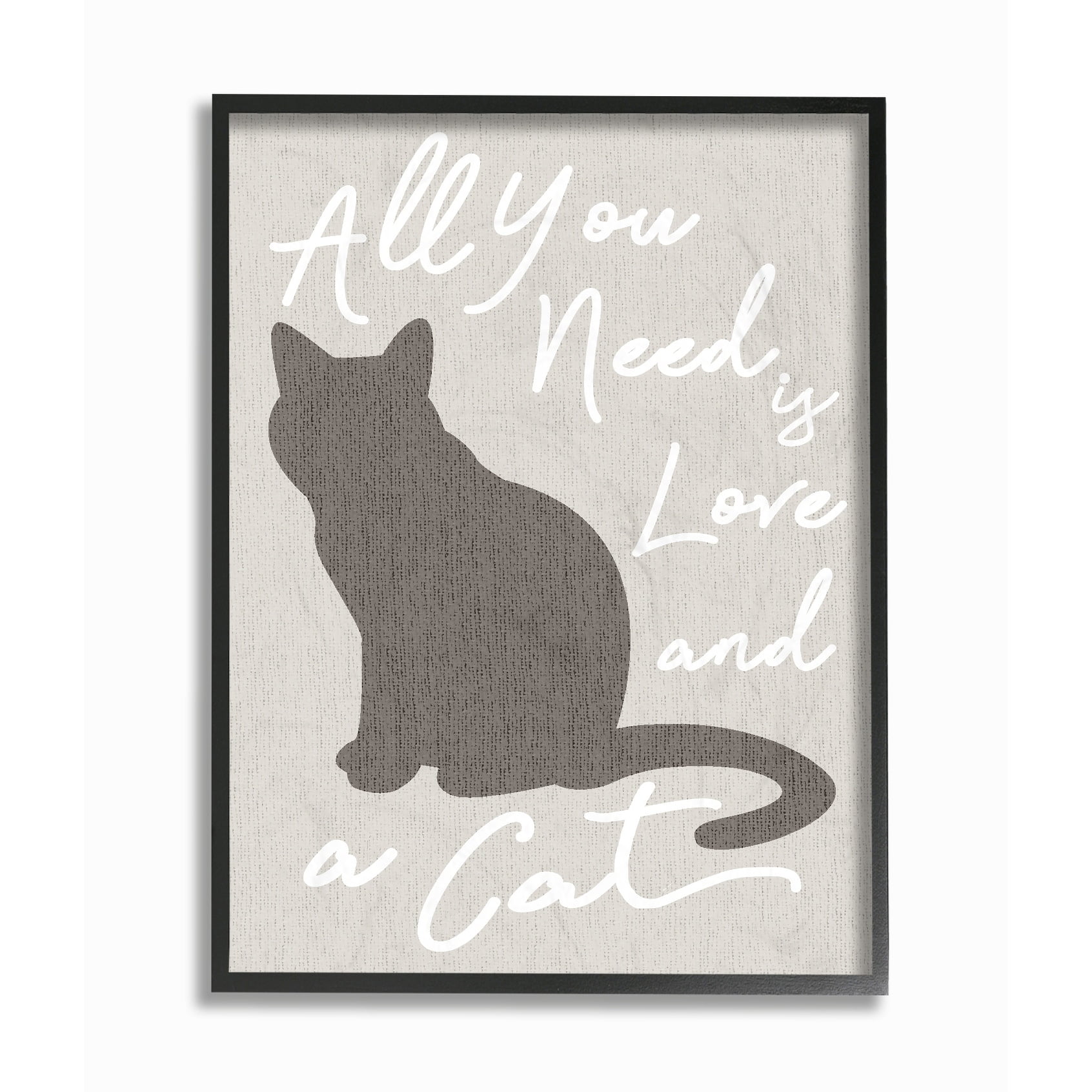 Stupell All You Need is Love and a Cat Framed Giclee Texture Art 11 x 14
