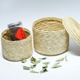 thumbnail image 6 of Wheat Grass Basket with Lid, Small Round Wicker Woven Baskets, Little Handmade Rattan Storage Basket Box for Shelf, Home, Bathroom Decor, 6 of 8