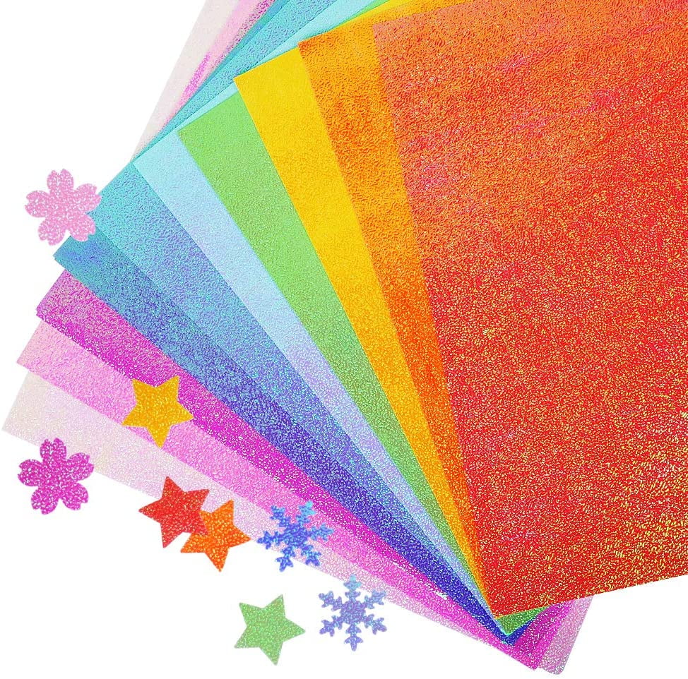 Glitter Cardstock Paper, 50 Sheets Colored Cardstock Sparkly Paper Premium Craft Cardstock for DIY Puncher Gift Box Wrapping Birthday Party Decor Scrapbook, 10 Colors