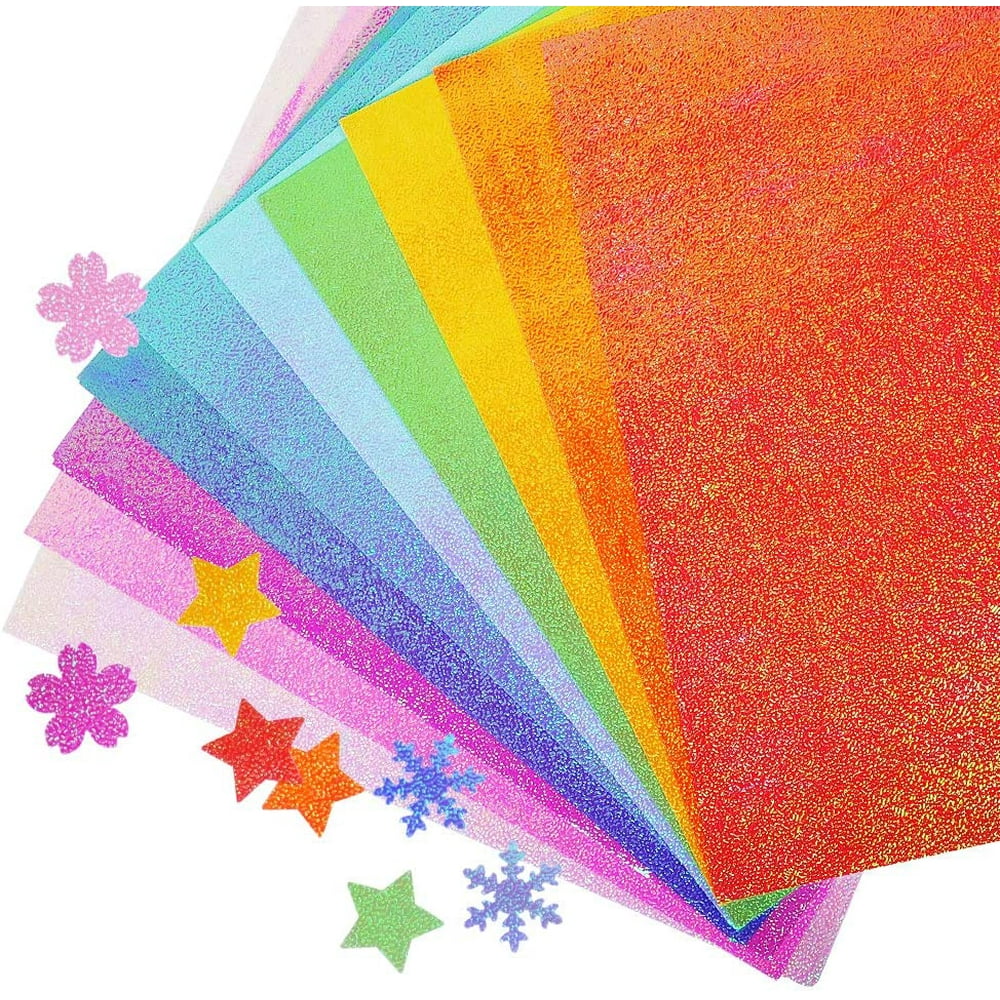 Glitter Cardstock Paper, 50 Sheets Colored Cardstock Sparkly Paper