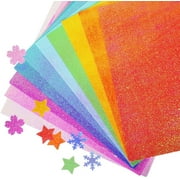Glitter Cardstock Paper, 50 Sheets Colored Cardstock Sparkly Paper Premium Craft Cardstock for DIY Puncher Gift Box Wrapping Birthday Party Decor Scrapbook, 10 Colors, 9.84" x 9.84"