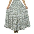thumbnail image 5 of Bimba Long Flaired Cotton Skirt Boho Style Maxi Elastic Waist Bottoms, 5 of 6