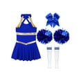 thumbnail image 6 of YEAHDOR Girls Cheerleading Uniform Sleeveless Letters Printed Hollow Back Dress Dancewear B Blue 6, 6 of 7