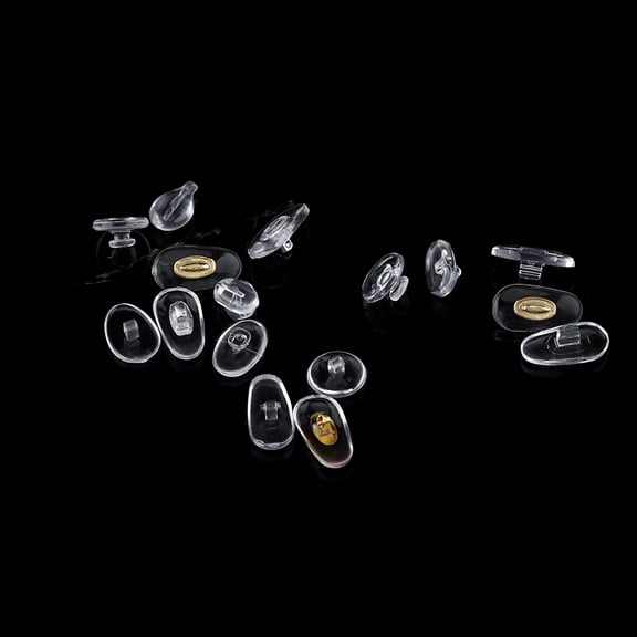 Gegong 300pcs 15 Values Silicone Nose Pads Eyeglasses Screw On Glasses Soft Accessories Repair Tool, Stick On Nose Pads