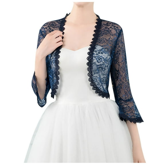 HJYCHN Fall Elegant Women's Cardigan Lace Cardigan with Flared Sleeves for Daily and Casual Warm Wear Navy Average