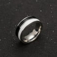thumbnail image 4 of PAMTIER Fidget Spinner Ring for Anxiety Relief Men Women Spinner Rings Rotatable Stainless Steel Band with Black White Spinning Stripes Size 11, 4 of 5