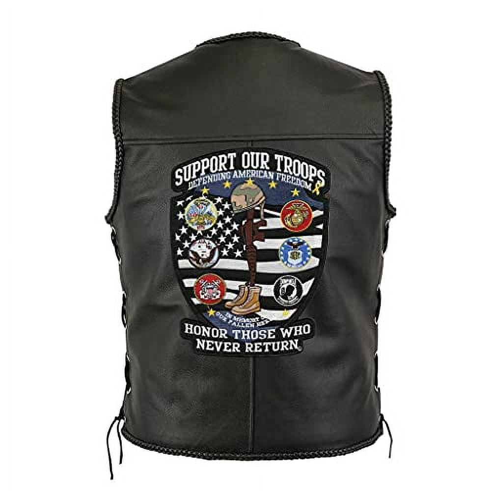 Support Our Troops Patch 12" | Fallen Heroes Tribute "Honor Those Who Never Return" | Large Embroidered Iron On