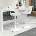 thumbnail image 4 of Gymax Bar Stools Set of 4 w/Enlarged PU Leather Seat Footrest Swivel Bar Chairs White, 4 of 10