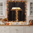 thumbnail image 2 of Fall 3 Piece Swag Kitchen Curtains Set, Thanksgiving Rustic Colorful Maple Leaf Brown Wood Grain Valance and Tier Curtains 24 in Long, 56" x 36" Window Topper for Cafe Bathroom Bedroom, 2 of 9
