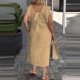 thumbnail image 3 of Vestido de Verano para las Mujeres sin Mangas Cuello en V con Mangas Voladoras, Color Sólido Y Vestido Sexy Fluido para las Mujeres, 3 of 6