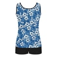 thumbnail image 5 of Aboser Womens Tankini Swimsuit Tummy Control Two Piece Bathing Suit Swim Top with Buttom Swimming Sets Boho Floral Printing Swimwear Full Coverage Tankini Set Navy L, 5 of 6