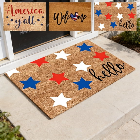 LEFXSMR 4th of July Door Mat, Extra Thicked Outdoor Rug with Independence Day Design, 4th of July Decorations Bathroom Rugs for Entrance, 15.7 x 23.6"