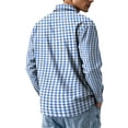 thumbnail image 6 of Stretch Fabric Checkered Long Sleeve Button Up Shirt for Men Classic Gingham Pattern Lapel Collar Regular Fit Lightweight Business Work Casual Easy Outfit Pairing Shirts 3XL, 6 of 6
