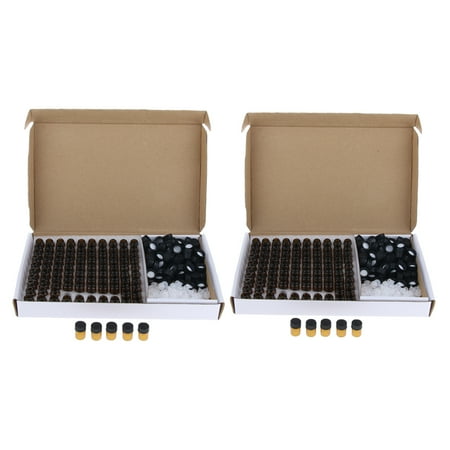 200Pcs 2+3ml amber of glass Essential Oil Bottle With Orifice Reducer Black Cap