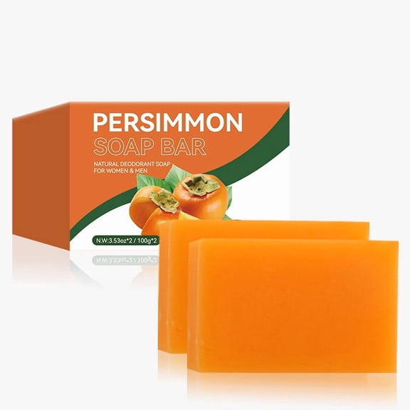 Persimmon Soap Bar for Body Odor Control, Natural Body Wash Soap for Old People Smell Eliminating Odor, Handmade Body Deeply Cleansing Bar Soap for Women Men Deodorizing, Gentle on All Skin Types