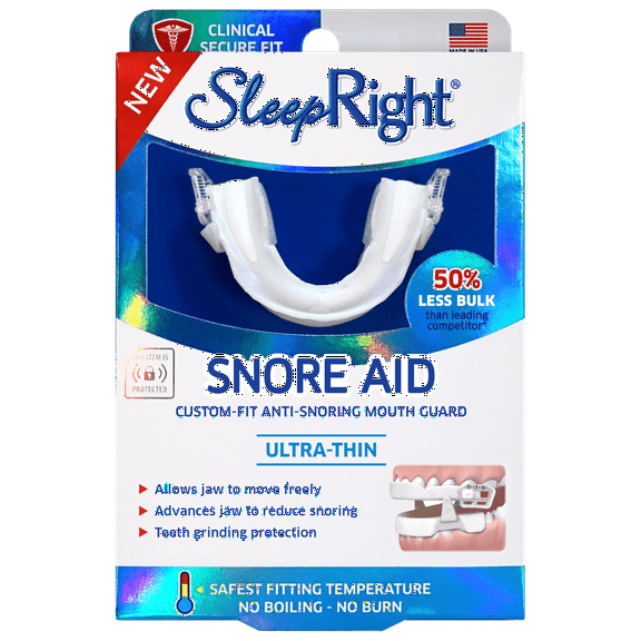 SleepRight Snore Aid – Mouthguard, FDA-Approved for Snoring, Includes Top & Bottom Trays & Case, 1 Count