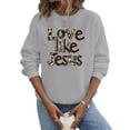 thumbnail image 6 of Love Like Jesus Sweatshirts for Women Valentines Sweatshirt Leopard Letter Long Sleeve Pullover Top, 6 of 8