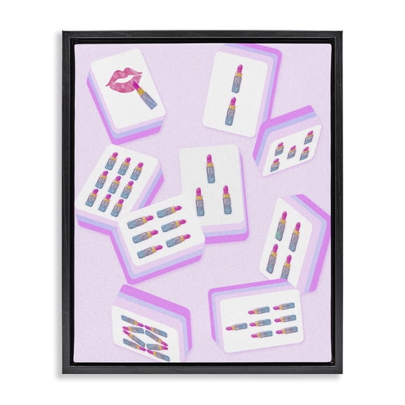 Stupell Industries Glam Lipstick Mahjong Tiles Black Framed Floater Canvas Wall Art, design by Ziwei Li