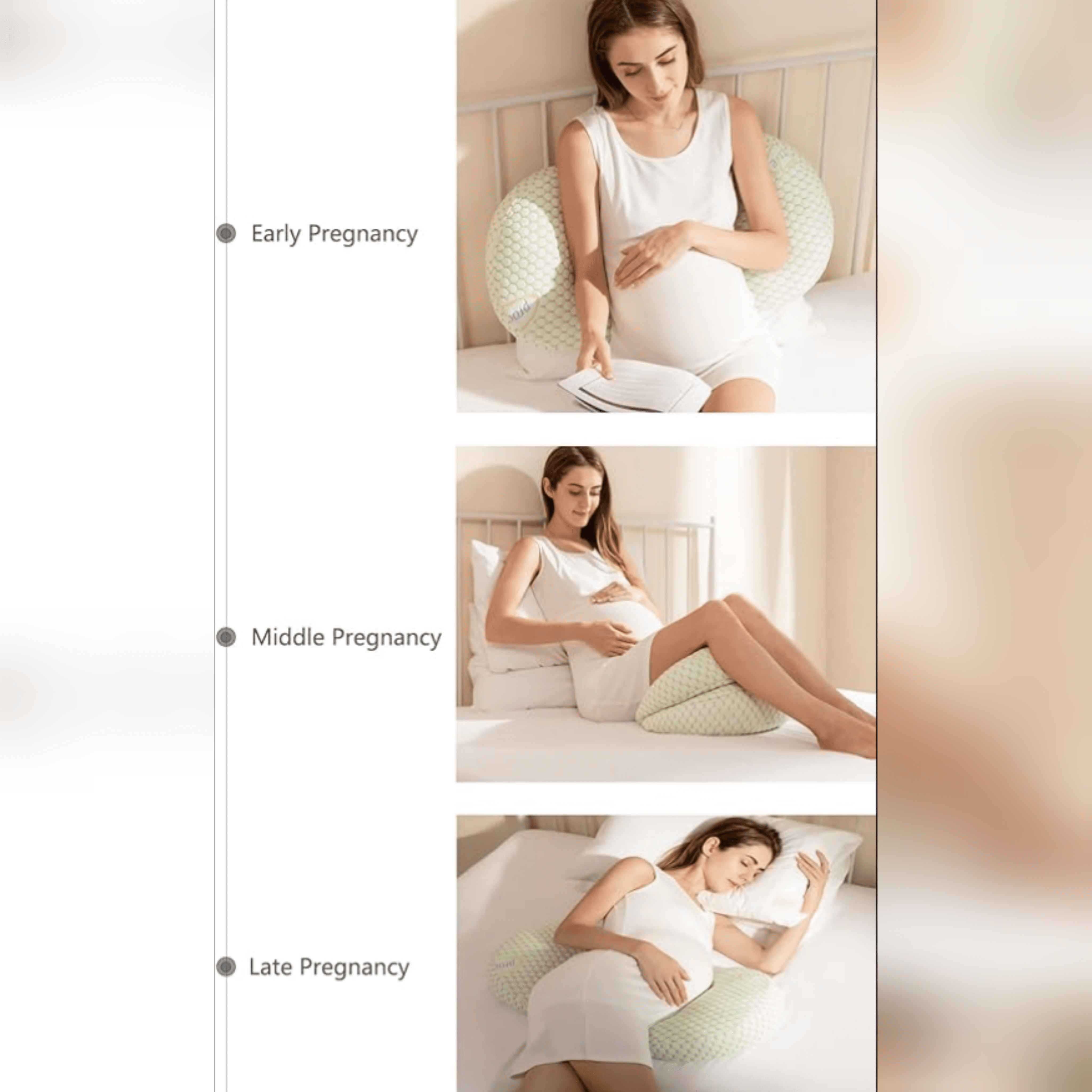 TemBe Pregnancy Pillow, Soft Maternity Body Pillow with Detachable and Adjustable Pillow Cover Support for Belly, Back, Legs, and HIPS