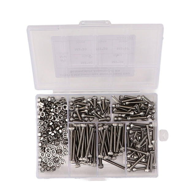 M3 Nut Assortment Kit, Multiple Sizes Hex Socket Head Screws With Storage Box For Toys And Auto Repair