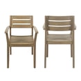 thumbnail image 3 of GZXS Acacia Wood Dining Chair Set of 2, Outdoor Weather-Resistant Patio Armchairs with Slatted Seat and Back, 350lbs Weight Capacity, Gray, 3 of 10