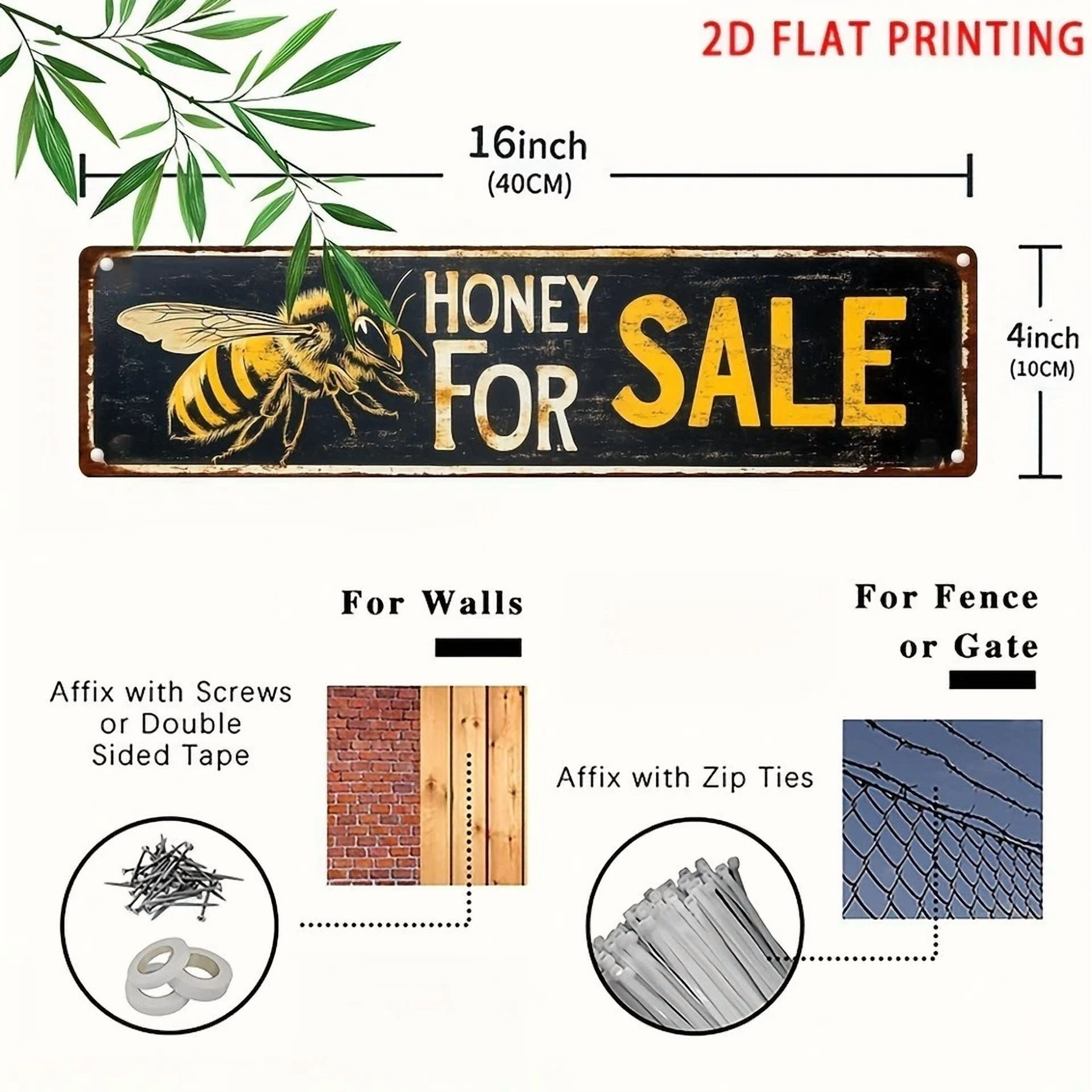 PURELY- Honey For Sale Yard Sign 16X4In Metal Tin Sold Sign For Farm Garden Lawn Outdoor