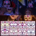 thumbnail image 2 of Tatuaje del Día de los muertos para Halloween, pegatinas temporales impermeables fluorescentes para la cara, Maquillaje, vestido, decoración, fiesta, Festival, 2 of 4