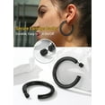 thumbnail image 6 of PROSTEEL Black Chunky Hoop Earrings For Women Lightweight Open Hoops 40mm Stainless Steel Round Earring Gift for Christmas Anniversary, 6 of 8