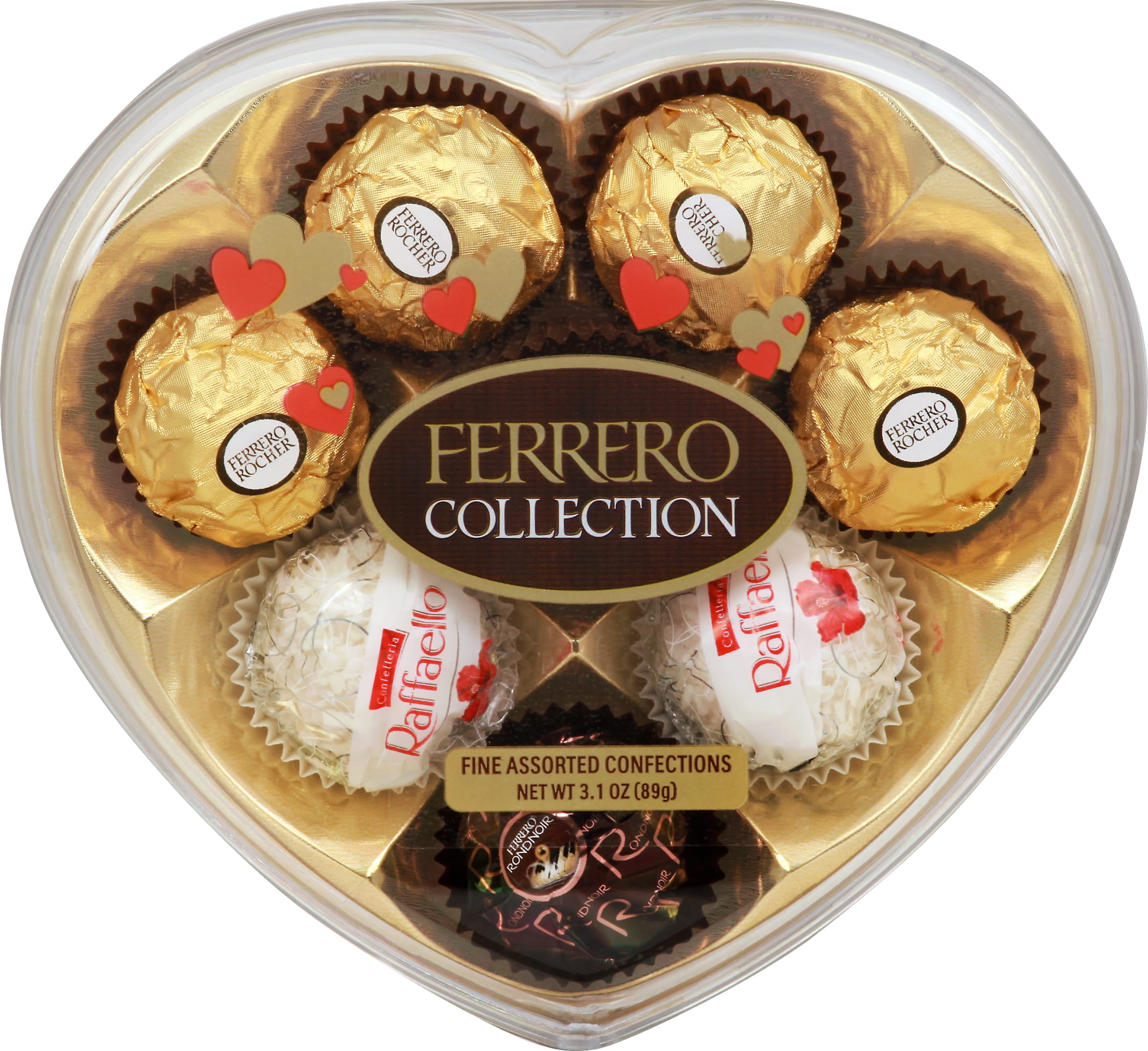 Ferrero Collection Fine Assorted Confections, Valentine's Day Heart, Perfect Valentine's Day Gift, 3.1 oz, 8 Count