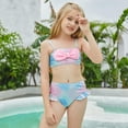 thumbnail image 7 of [BRAND CLEARANCE!!!] 7-12Y Girls Swimsuits Two Piece Bathing Suit Sets Adjustable Halter Top 3D Printed Tankini Swimwear for Summer Vacation (Style A), 7 of 7