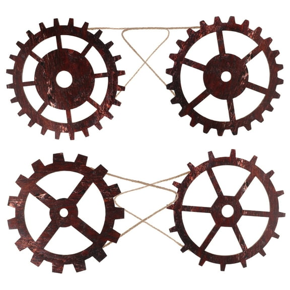 LABSERRON 4pcs Garden Decorations Wood Dark Red Wall Decoration Indoor and Outdoor Decor