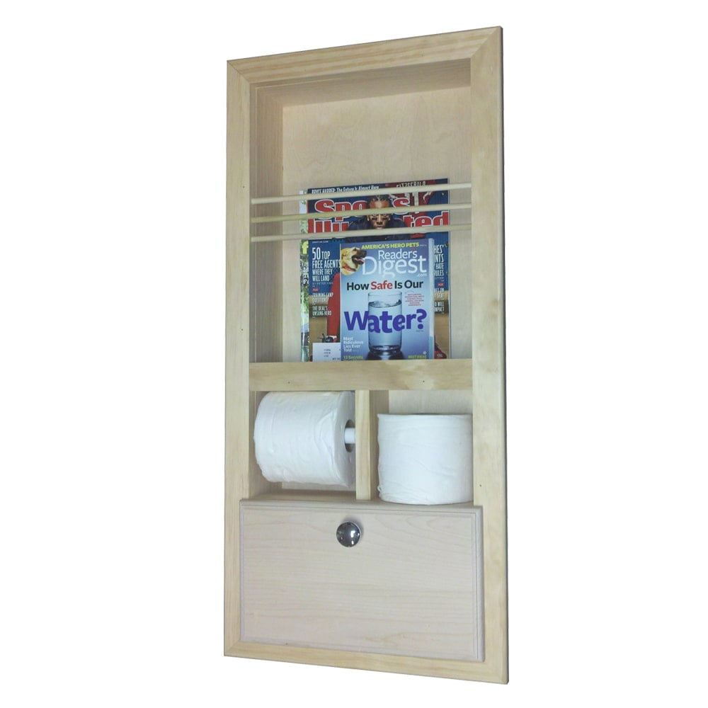 Wg Wood Products Recessed Magazine Rack With Double Toilet Paper