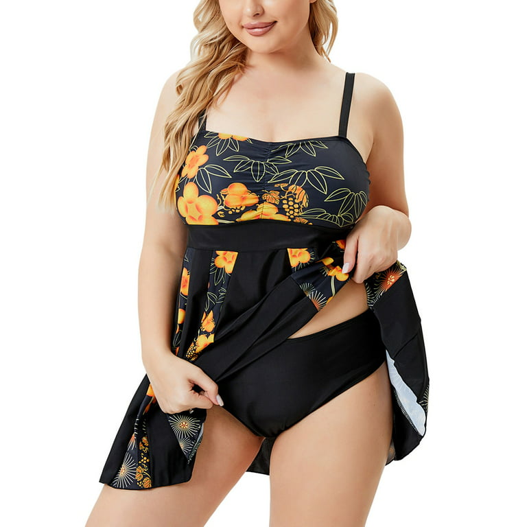 Women's One Piece Bathing Suits Bikini Flower Printed Tummy Control  Swimsuits for Big Busted Women 