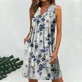 thumbnail image 5 of Nmnitkp Women's Beach Dress Summer Floral Print Short Sleeve V Neck Beach Mini Dress Casual Boho Swing Loose Vacation Dress, 5 of 6