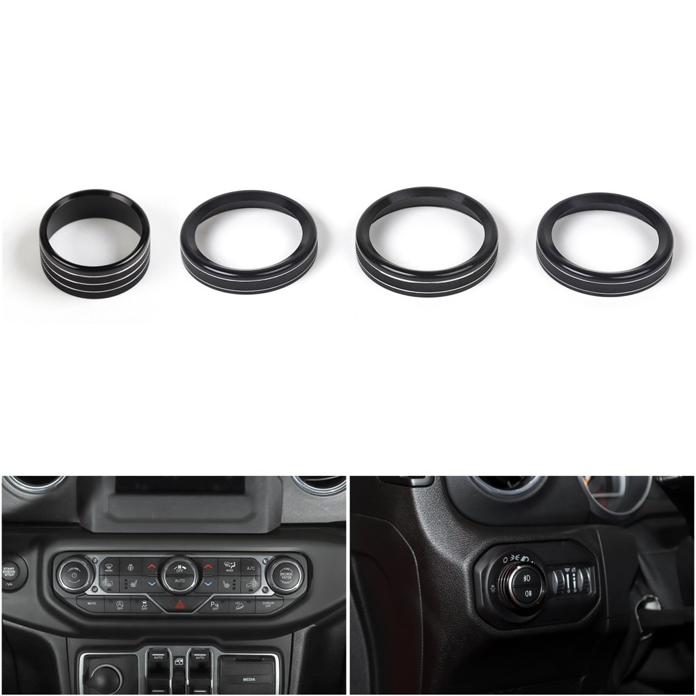 4PCS Aluminum AC Climate Control Ring Knob Covers For Jeep