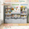thumbnail image 4 of Hiphuta 56”W Kids Toy Storage Organizer with Bookshelf, 3 Removable Drawers & 7 Toy Boxes, Large Wood Toy Organizer for Playroom, Bedroom & Living Room, Gray, 4 of 8