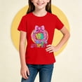 thumbnail image 4 of Amidoa Printed Girls T Shirts Cute Crewneck Summer Graphic Tops Casual Kids Tees,Red,7-8 Years, 4 of 5