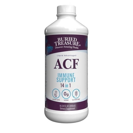 Buried Treasure ACF 14 in 1: Liquid Immune Support with Vitamin C, Zinc, Elderberry & Echinacea - PillFree Short Term Wellness Formula Vegan, Non-GMO, 16 fl oz