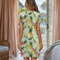 thumbnail image 3 of Yuyamidu Tropical Pineapple Women's Cotton Nightgown Sleepwear Button Down Sleepshirts Short Sleeves Soft Summer Pajama Dress, 3 of 7