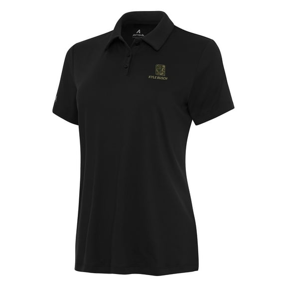 Women's Antigua Black Kyle Busch Reprocess Polo