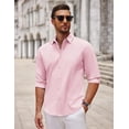 thumbnail image 2 of COOFANDY Men's Classic Soild Oxford Shirts Long Sleeve Untucked Shirt Button Down Chambray Shirt Vacation Party Shirt, 2 of 6