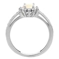 thumbnail image 3 of 14K White Gold Natural Opal Flower Halo Ring Oval 6x4mm Diamond Accents, size 9.5, 3 of 4