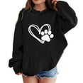 thumbnail image 2 of Pullover Hoodie Sweatshirts for Girls Cute Print Drawstring Long Sleeve Fall Winter Fleece Tops with Pocket for Baby Girl Gift,Black 1,1-2 Years, 2 of 3