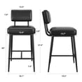 thumbnail image 2 of Set de 4 Taburetes Altos para Barra de Cuero Falso Negro – Con Respaldo, Tapizados, Patas Metálicas – Ideales para Isla de Cocina, Comedor, Bar en Casa – Incluye 2 Sets (8 Taburetes en Total), 2 of 9