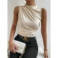 thumbnail image 4 of Women's Ruched Mock Neck Tank Top Slim Fit Work Casual Sleeveless Blouse L, 4 of 10