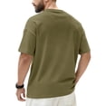 thumbnail image 4 of Dresfit Mens Oversized Shirt Short Sleeve Solid Tennis Tops Crew Neck Lightweight Cotton Work Out T Shirts Basic Relaxed Fit Tees Army Green XL, 4 of 9