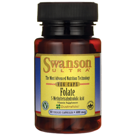 Swanson Folate (5-Methyltetrahydrofolic Acid) 400 mcg 30 Veg (Best Prenatal Vitamins With Folate)
