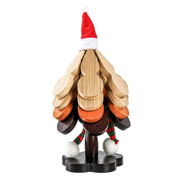 Bfogop 4 Wooden Trivets for Hot Dishes, Christmas Tree Trivet Set, Foldable Walnut Wood Trivets for Pots and Pans, Tree-Shaped Coasters for Pots, Pans, and Teapots, Perfect Kitchen Gift