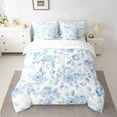 thumbnail image 3 of Feelyou Blue Rose Floral Twin Bedding Sets 7-Piece, Vintage Elegant Bedding Comforter Set, Rustic Farmhouse Sheet Sets, Super Cozy Room Decor, 3 of 7